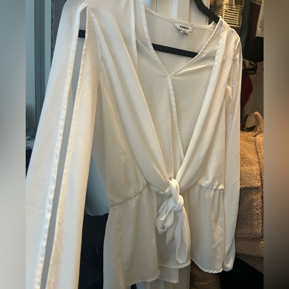 All white blouse cut out sleeves